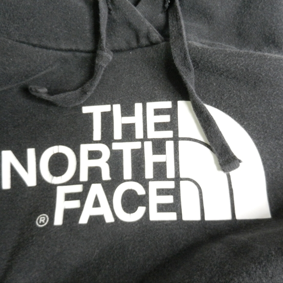 Y2K The North Face Hooded Sweatshirt Women's Small Black White Big Logo - Picture 4 of 5